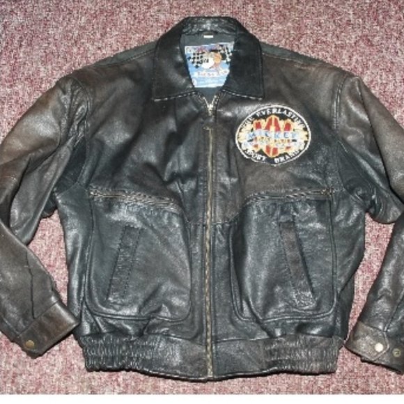 New Mickey Mouse Leather Bomber Biker Jacket - Picture 3 of 16